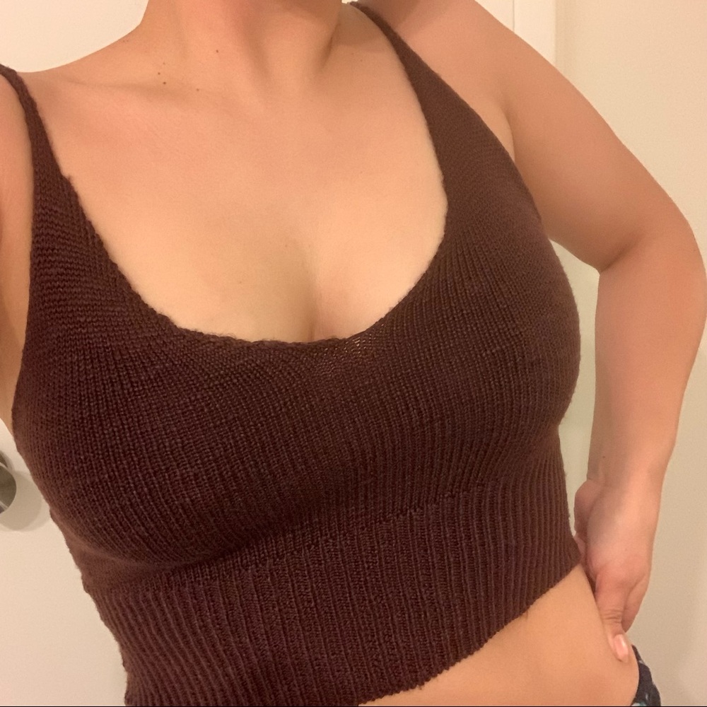 Maroon Knit Crop Top